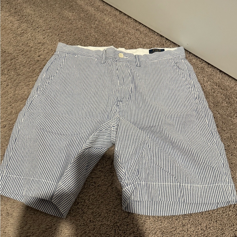 Polo Ralph Lauren Men's Blue and White Seersucker Shorts